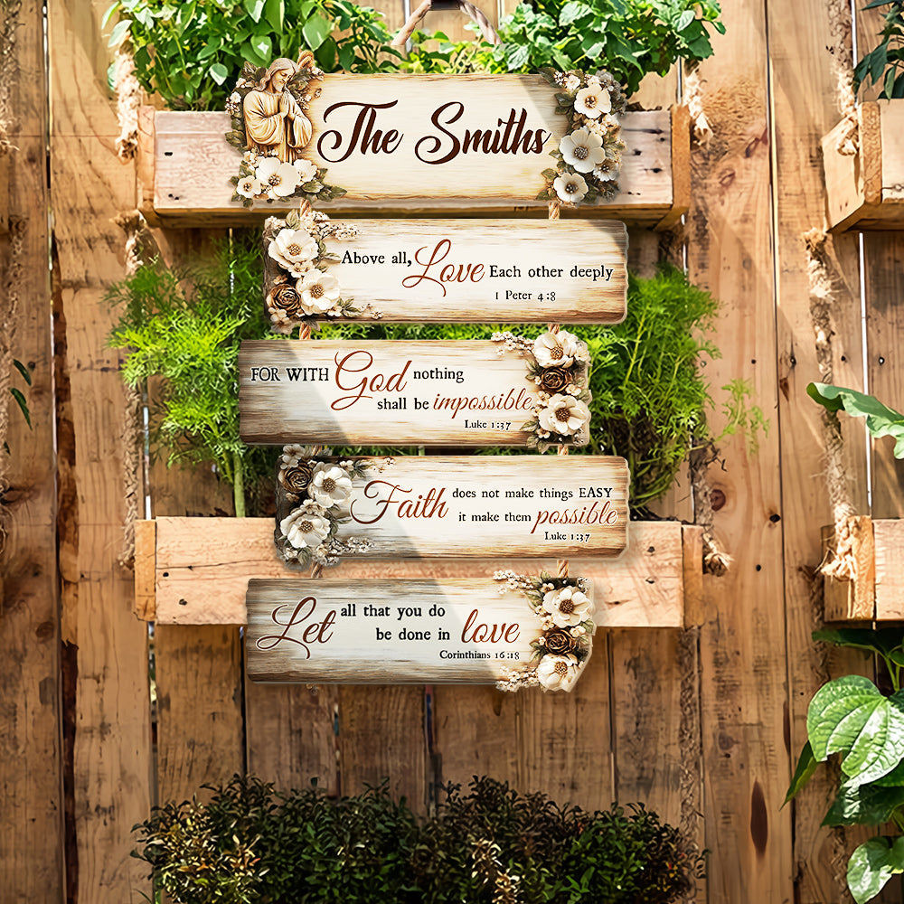 Let All That You Do Be Done In Love - Personalized Christian Hanging Wood Sign Set