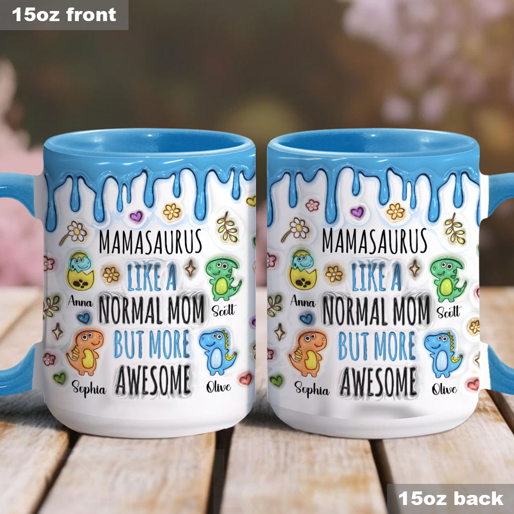 Mamasaurus And Kids - Personalized Mother Accent Mug
