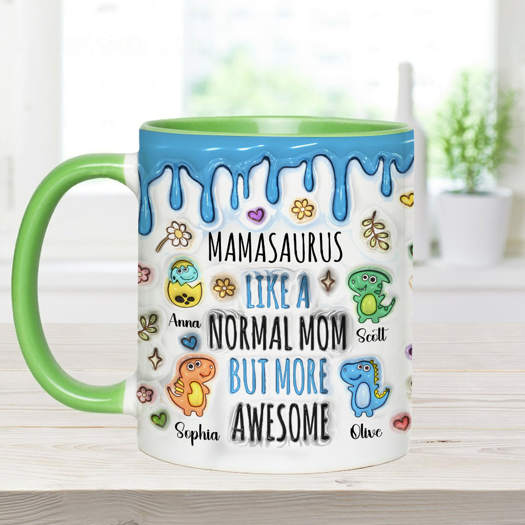 Mamasaurus And Kids - Personalized Mother Accent Mug