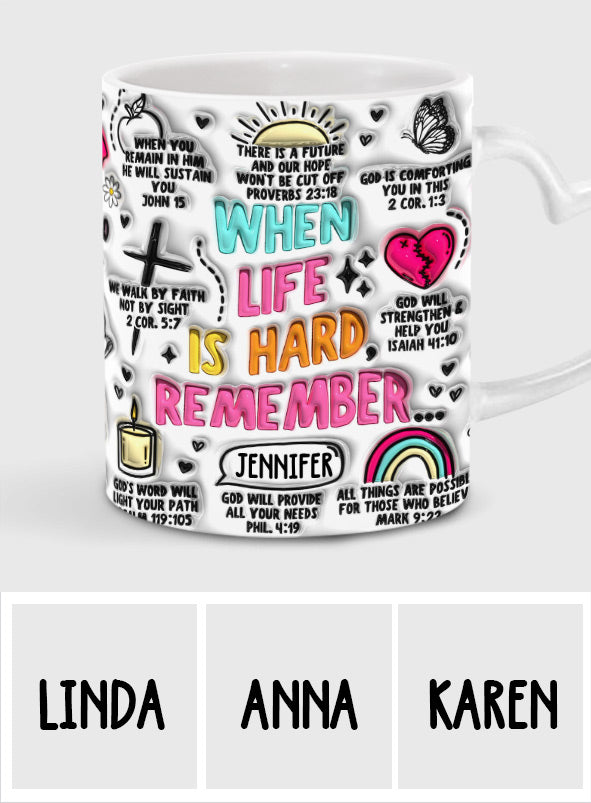 When Life is Hard Remember - Personalized Christian Heart Handle Mug