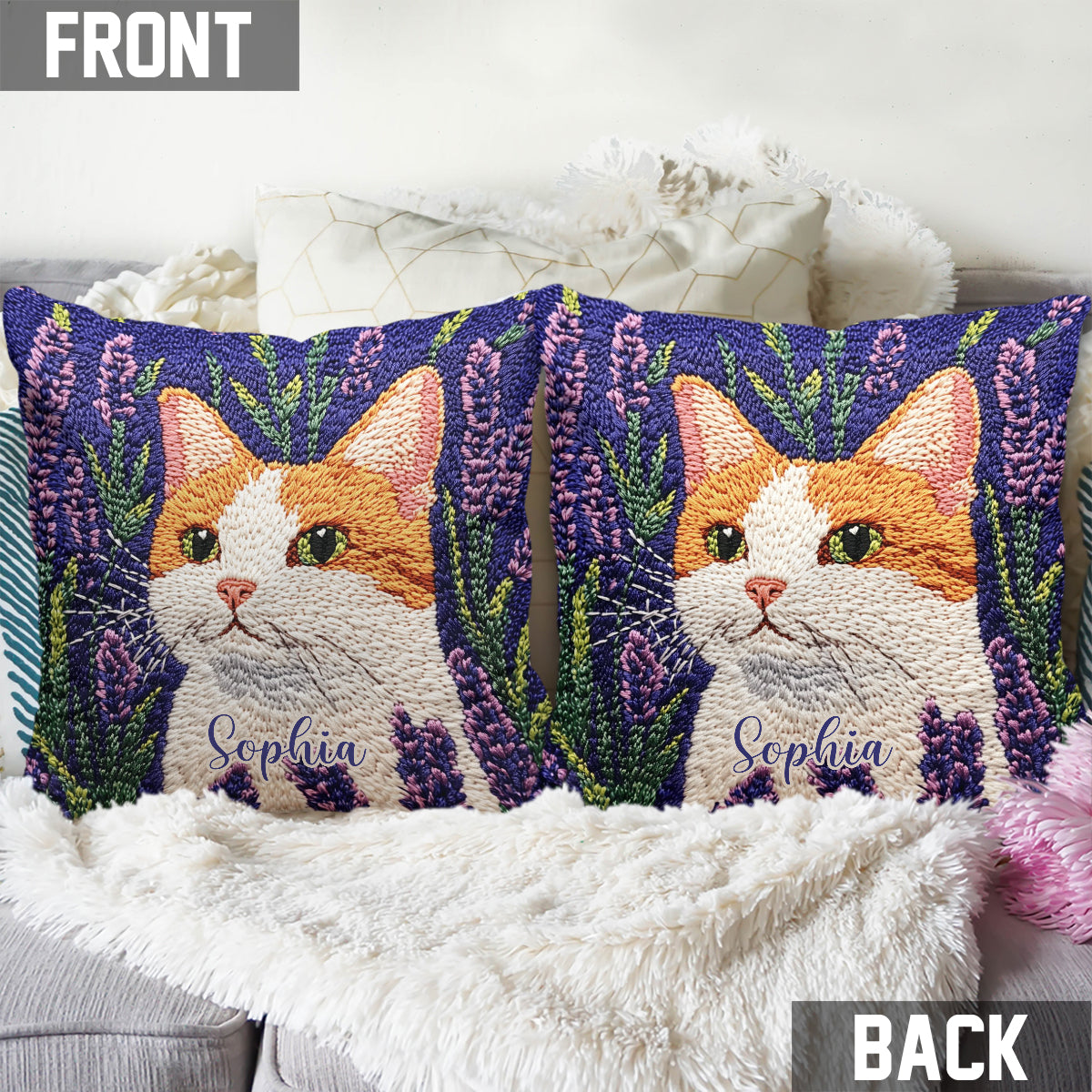Dreamy Cat - Personalized Cat Throw Pillow