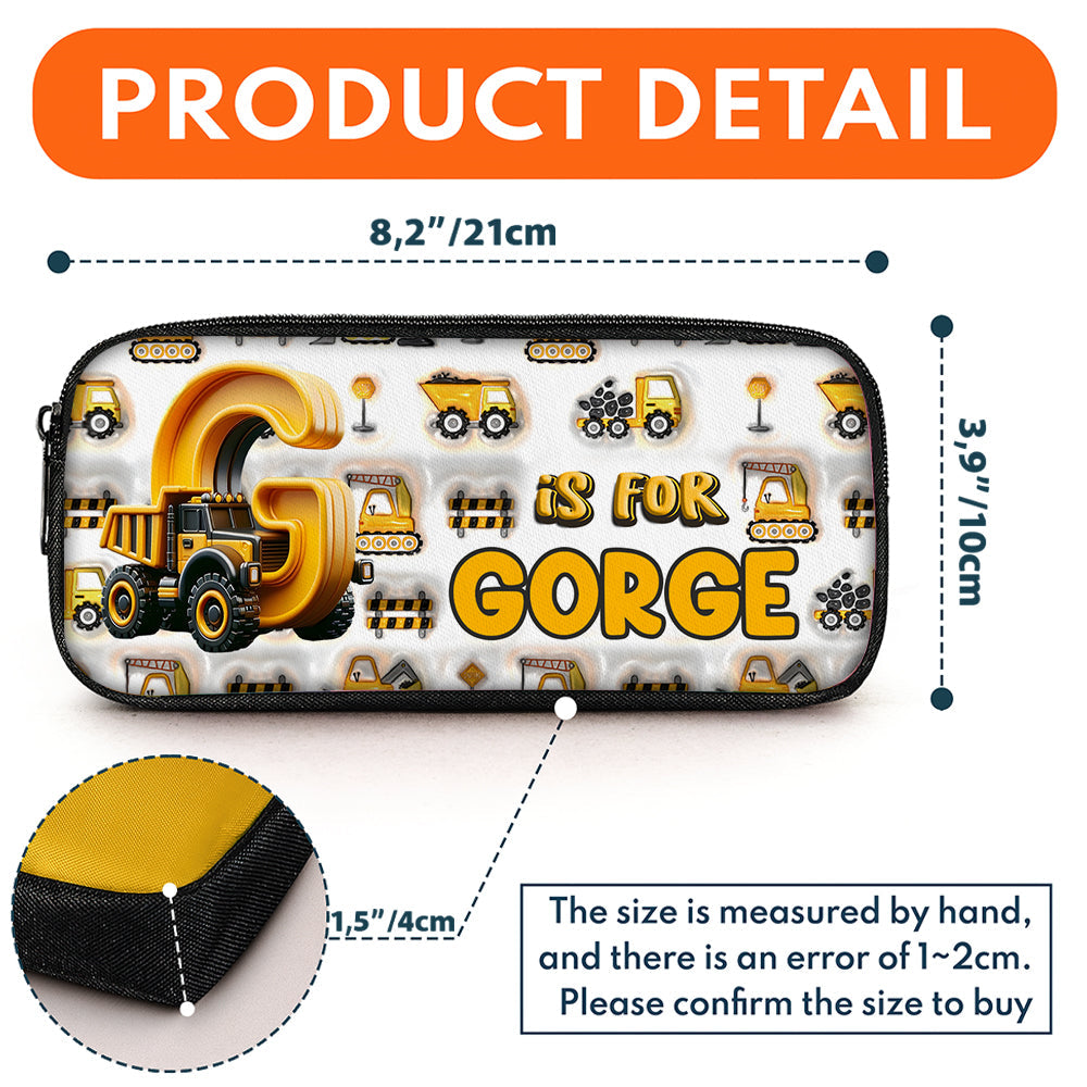 Construction Vehicle Letters - Personalized Kid Backpack & Pencil Case