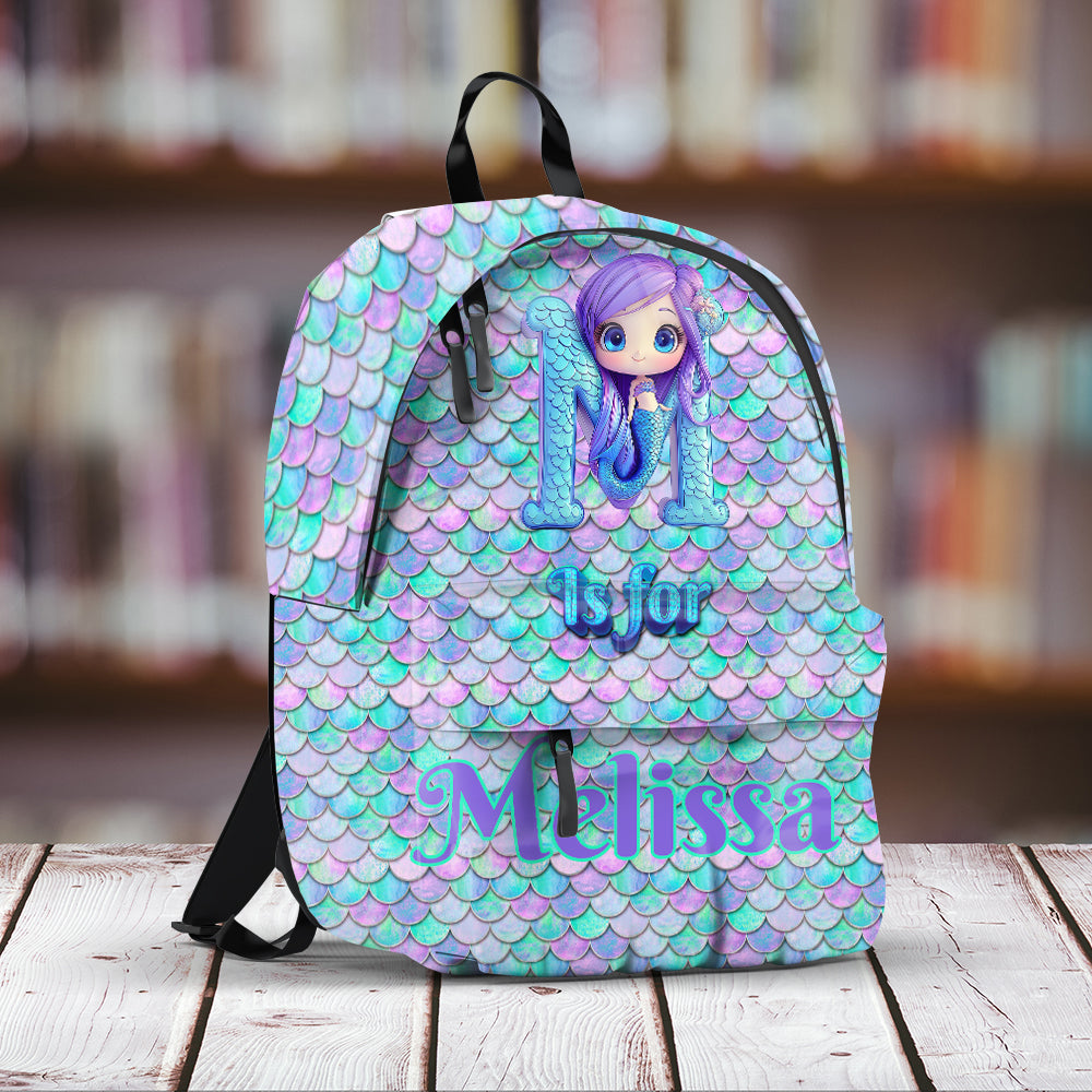 Beautiful Mermaid Letter - Personalized Kid Backpack