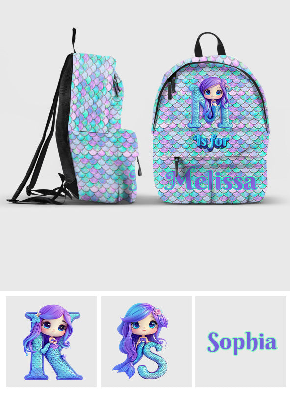 Beautiful Mermaid Letter - Personalized Kid Backpack