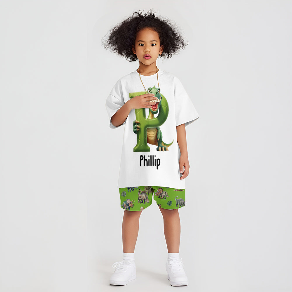 Cool Dinosaur Alphabet - Personalized Kid T-shirt & Shorts