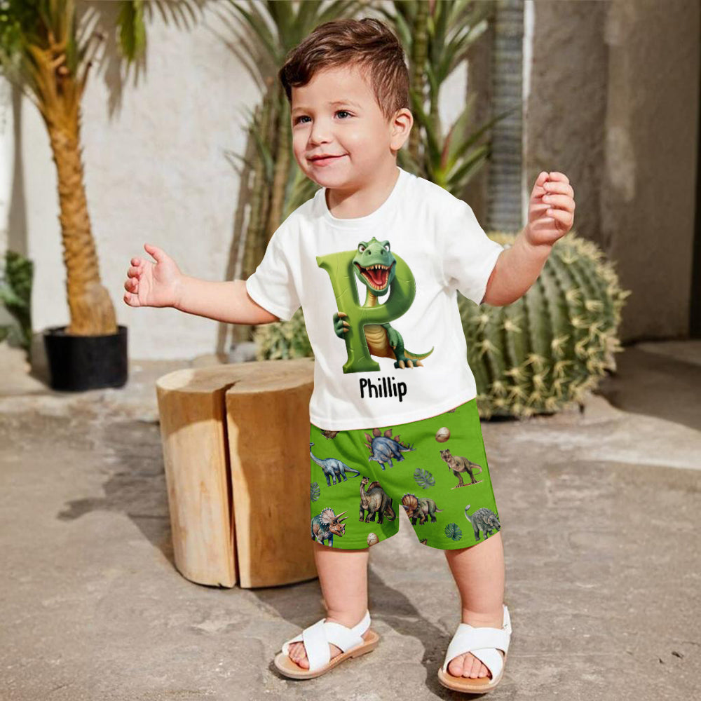 Cool Dinosaur Alphabet - Personalized Kid T-shirt & Shorts