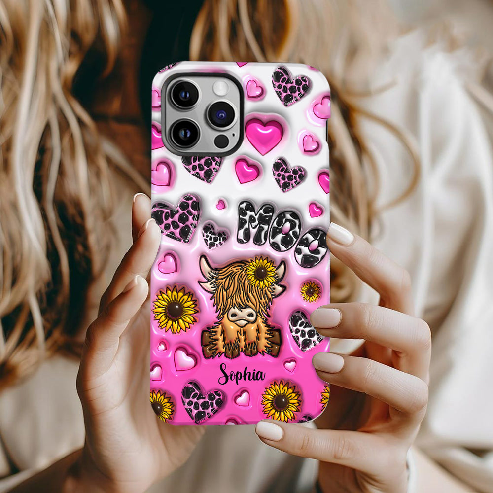 Sunflower Highland Cow - Personalized Full Print Phone Case
