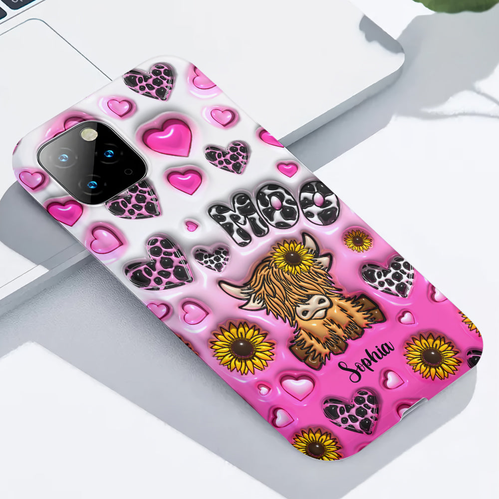 Sunflower Highland Cow - Personalized Full Print Phone Case
