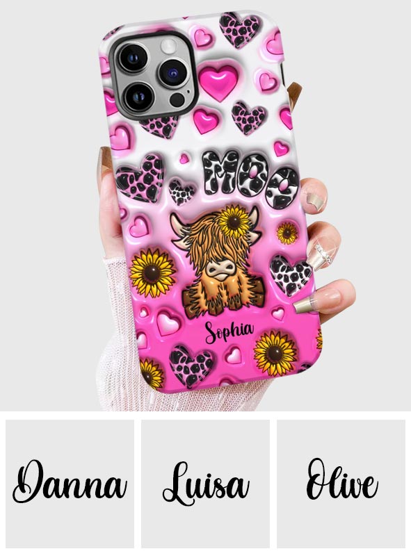 Sunflower Highland Cow - Personalized Full Print Phone Case