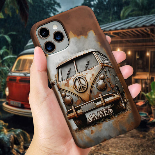 Camper Van Peace Symbol Vintage Soul - Personalized Hippie Full Print Phone Case