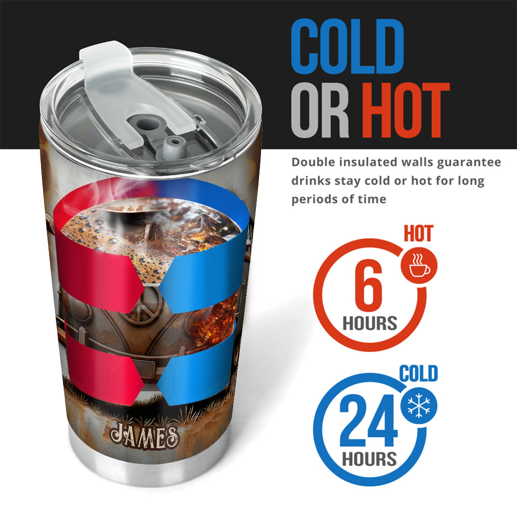 Vintage Camper Van Peace Symbol - Personalized Hippie Tumbler