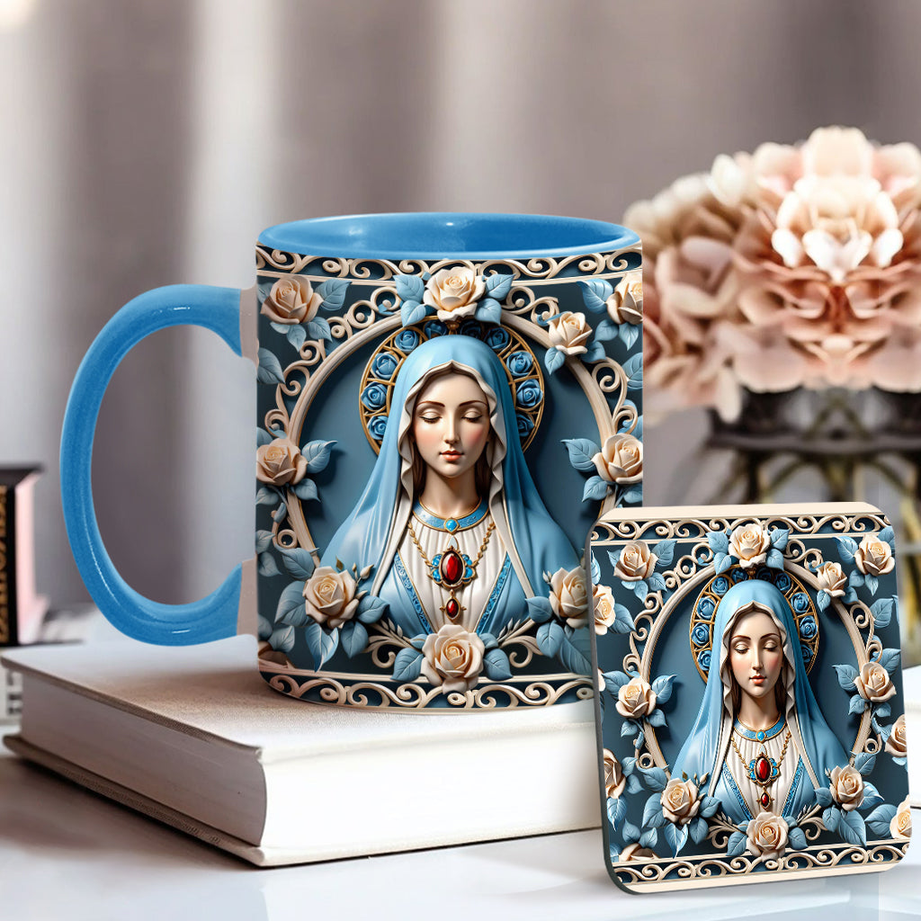 Mother Of God Rosette Wreath Emblem - Personalized Christian Accent Mug