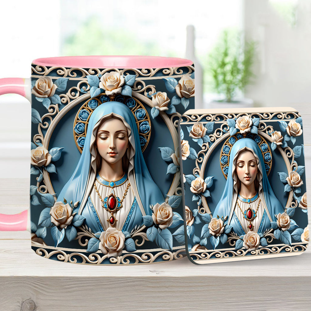 Mother Of God Rosette Wreath Emblem - Personalized Christian Accent Mug