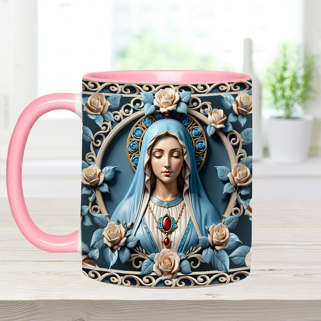 Mother Of God Rosette Wreath Emblem - Personalized Christian Accent Mug