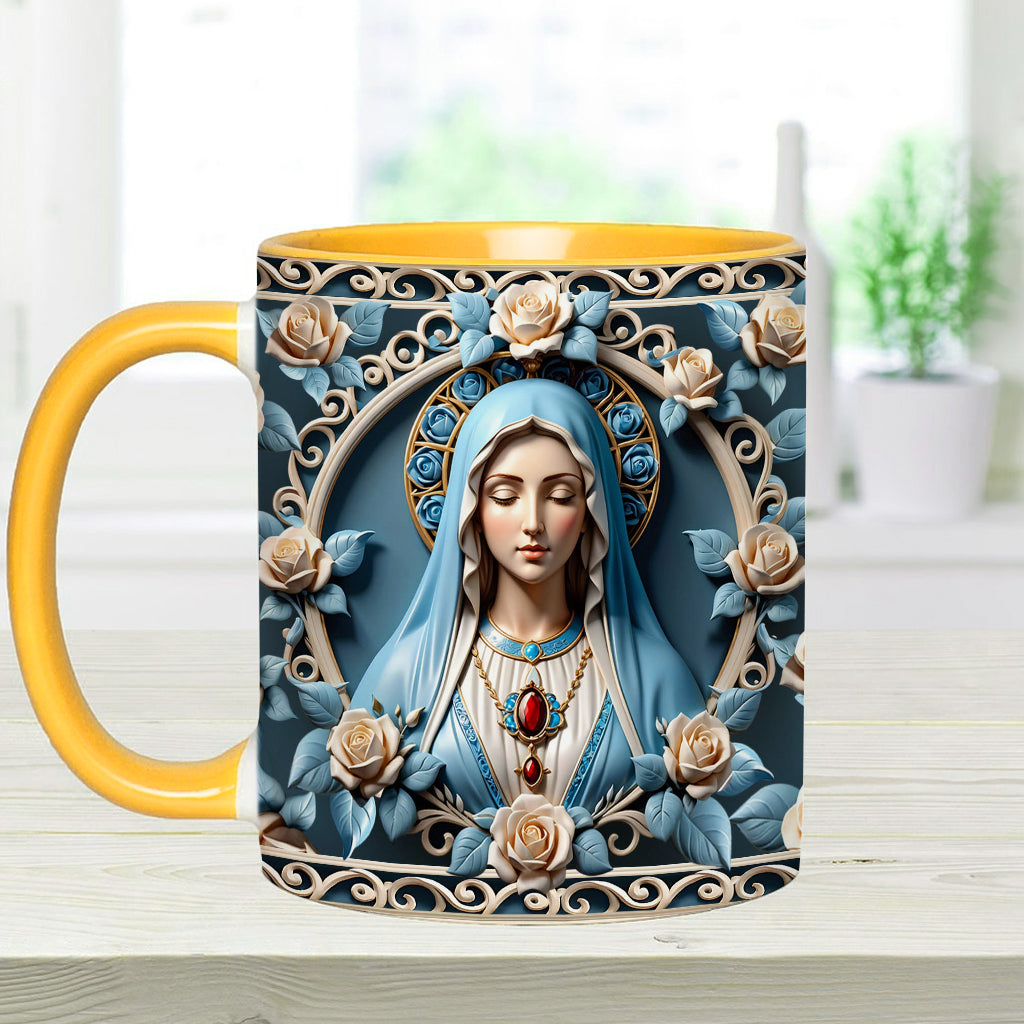Mother Of God Rosette Wreath Emblem - Personalized Christian Accent Mug