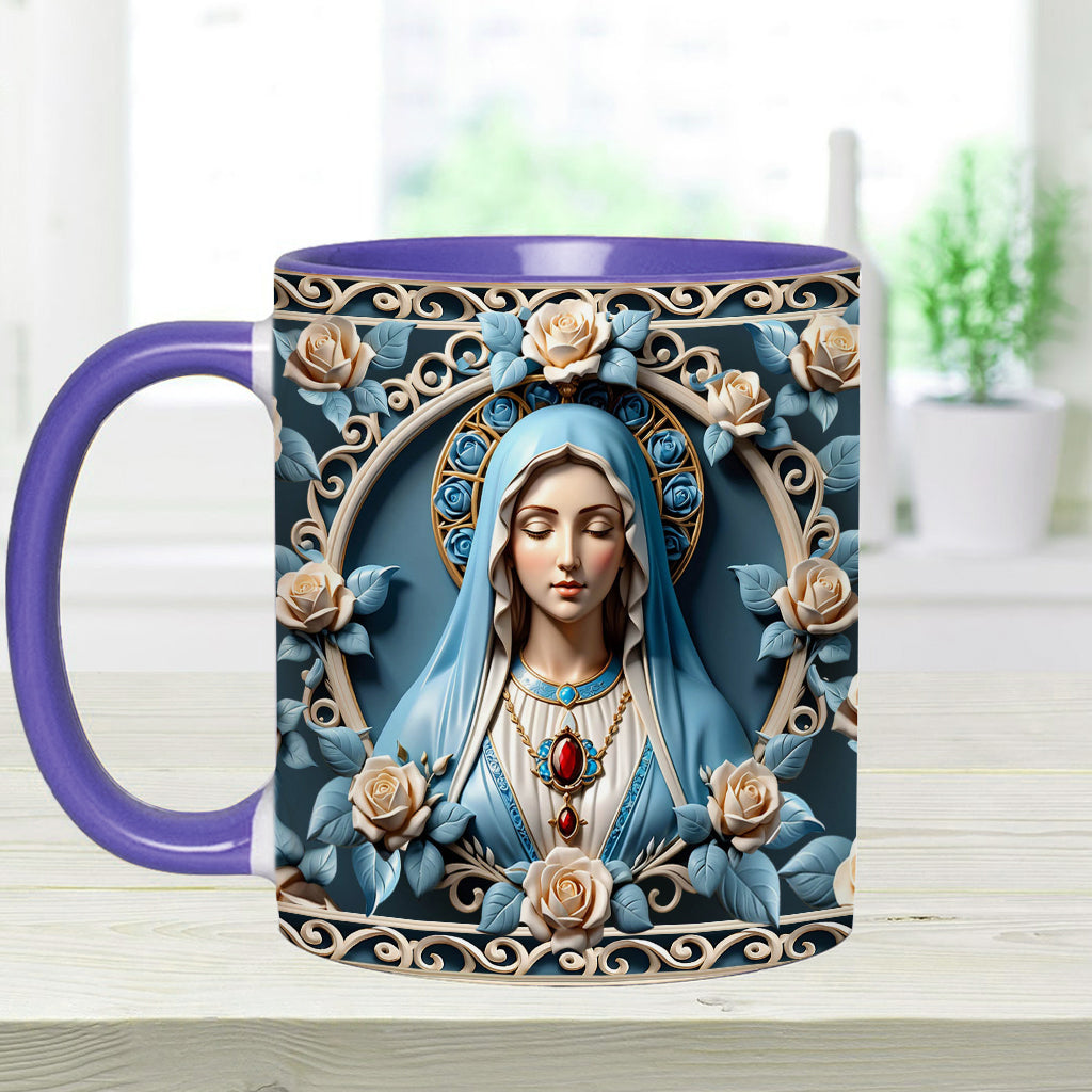 Mother Of God Rosette Wreath Emblem - Personalized Christian Accent Mug