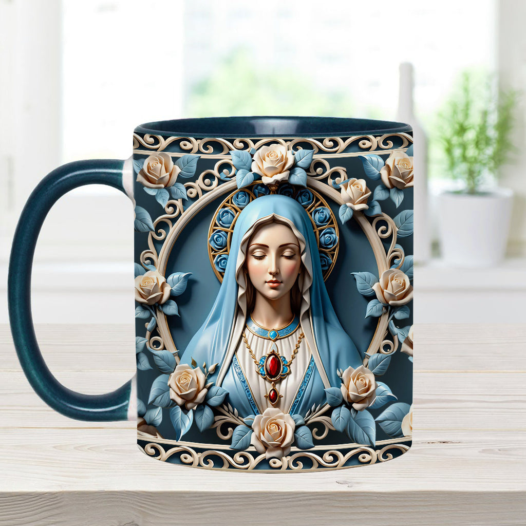 Mother Of God Rosette Wreath Emblem - Personalized Christian Accent Mug