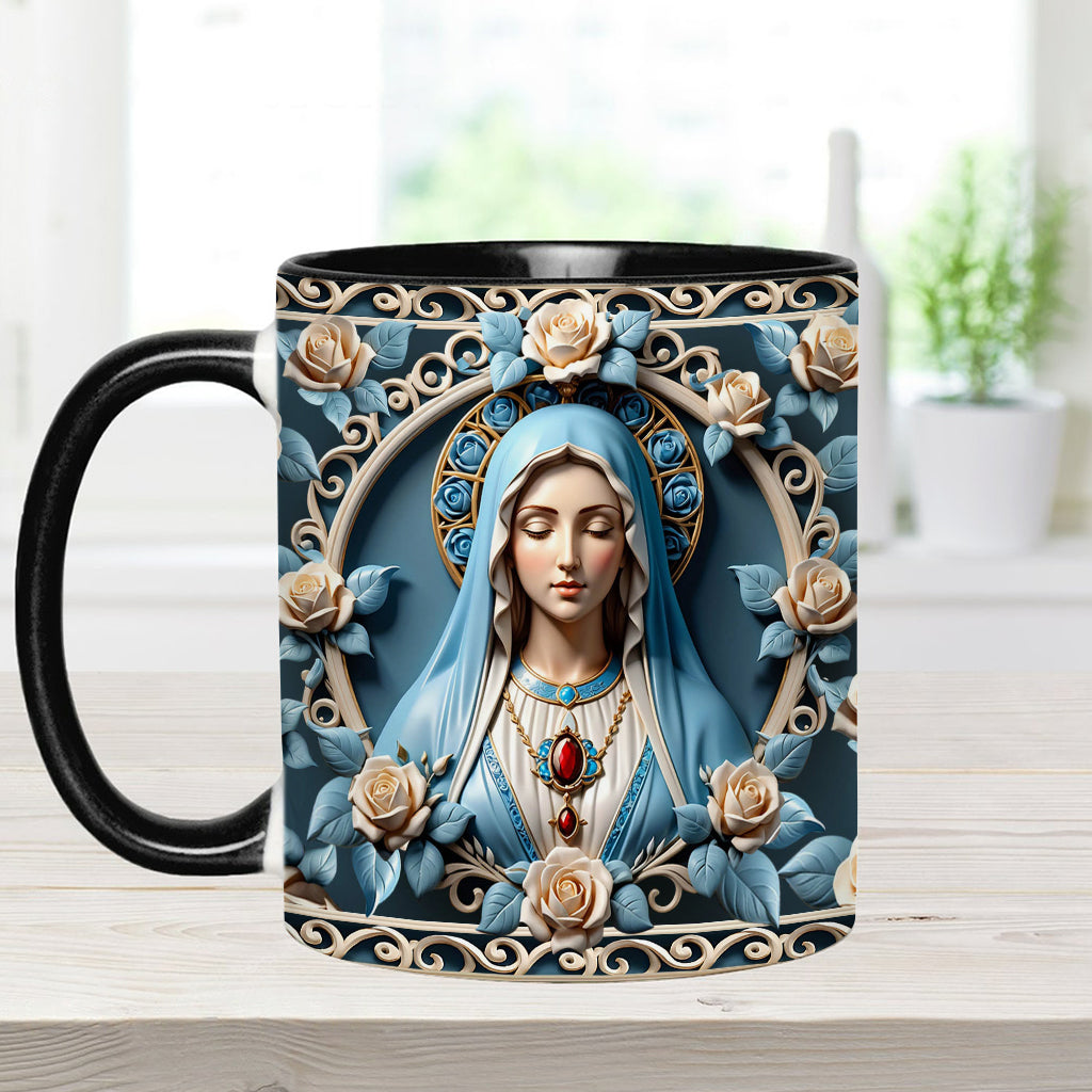 Mother Of God Rosette Wreath Emblem - Personalized Christian Accent Mug