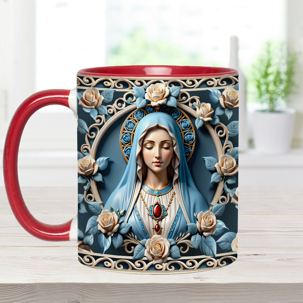 Mother Of God Rosette Wreath Emblem - Personalized Christian Accent Mug