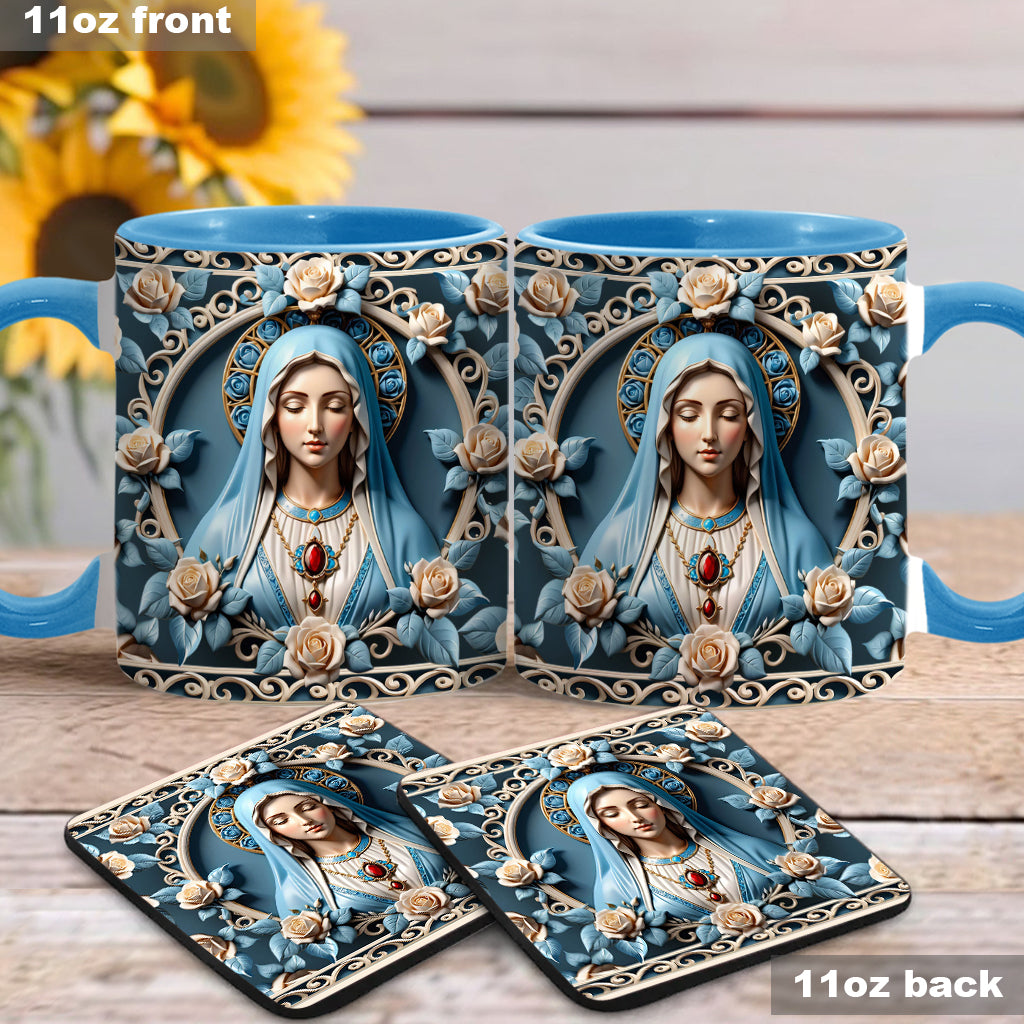 Mother Of God Rosette Wreath Emblem - Personalized Christian Accent Mug