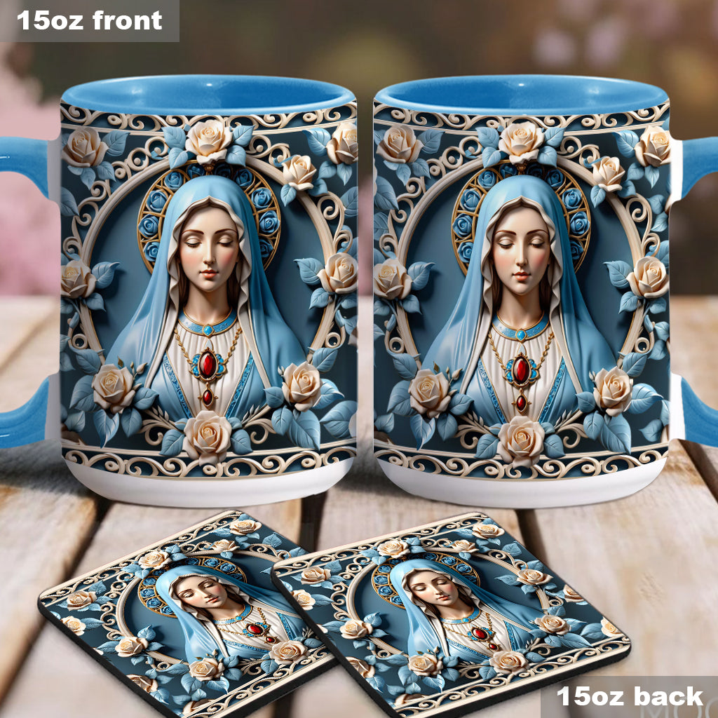 Mother Of God Rosette Wreath Emblem - Personalized Christian Accent Mug