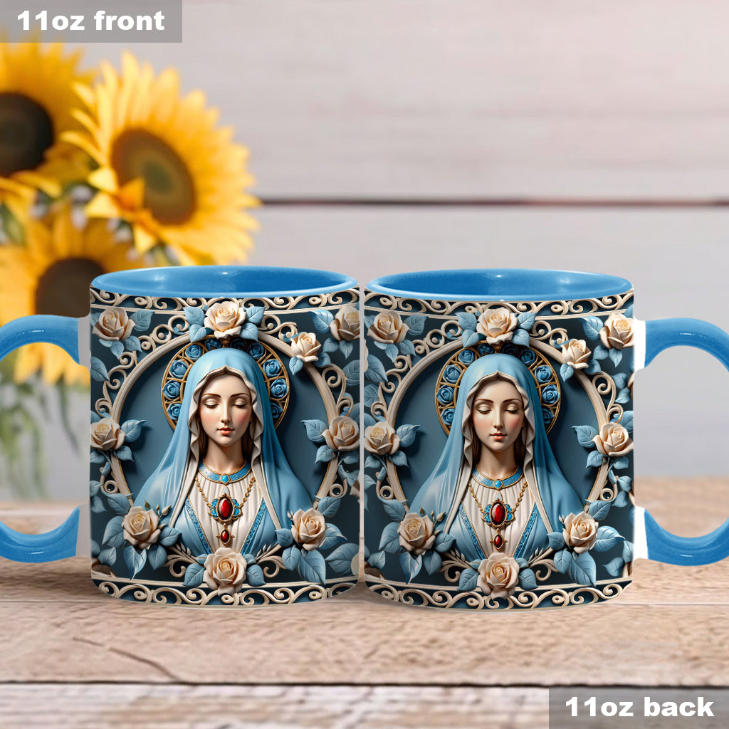 Mother Of God Rosette Wreath Emblem - Personalized Christian Accent Mug
