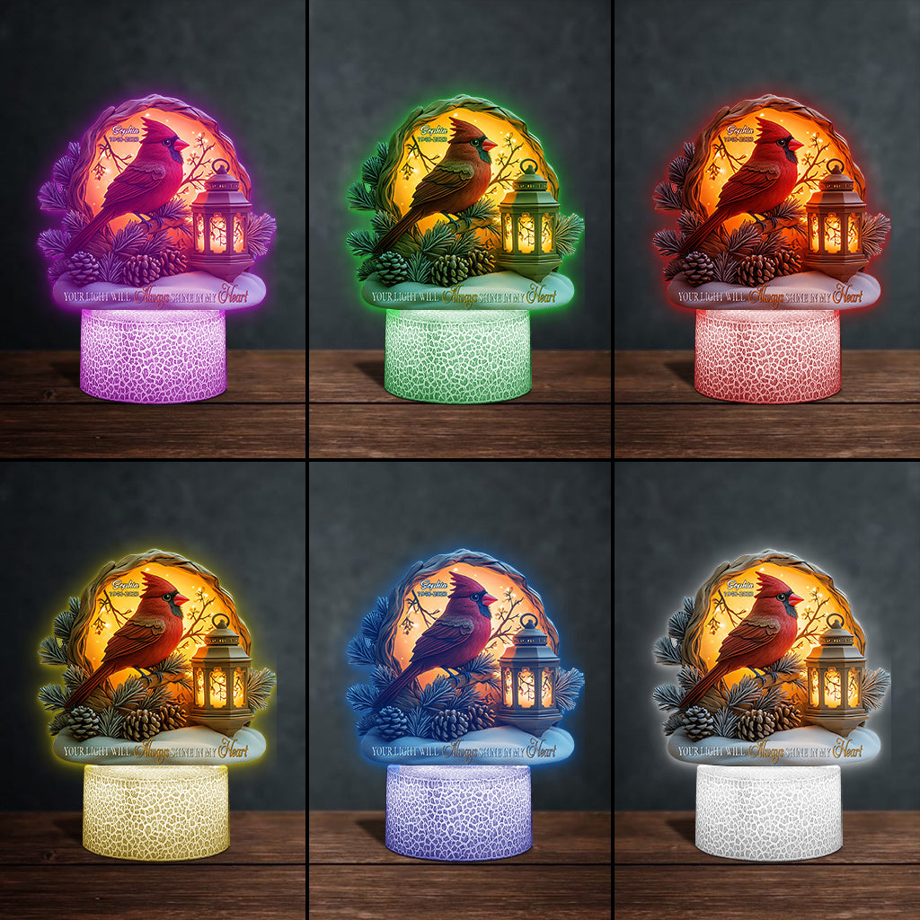 Your Light Will Always Shine In My Heart - Personalized Memorial Shaped Plaque Light Base