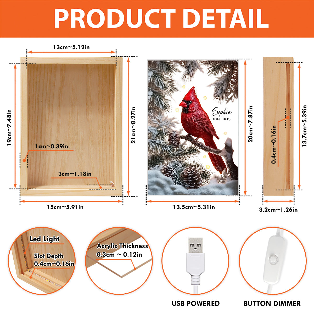 Your Light Will Always Shine In My Heart - Personalized Memorial Picture Frame Light Box