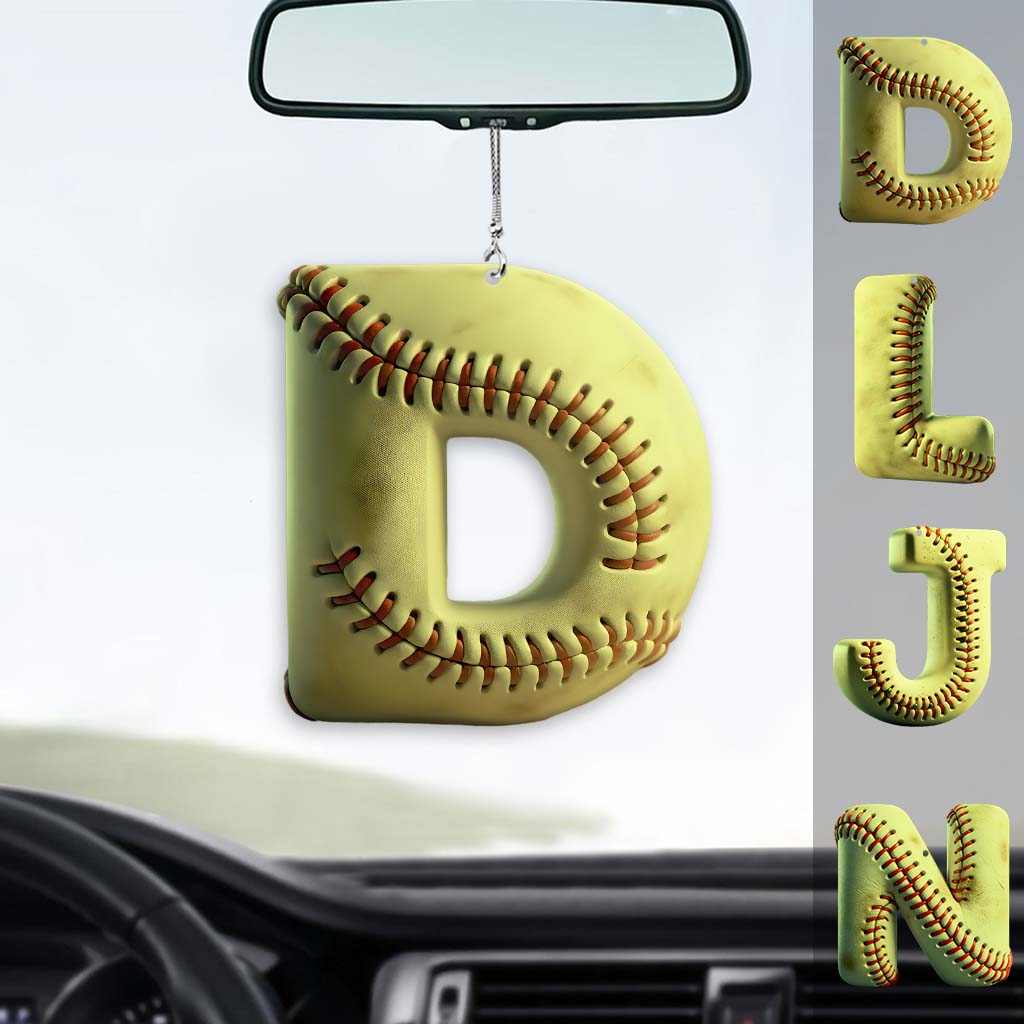 Softball Letter - Personalized Softball Car Ornament