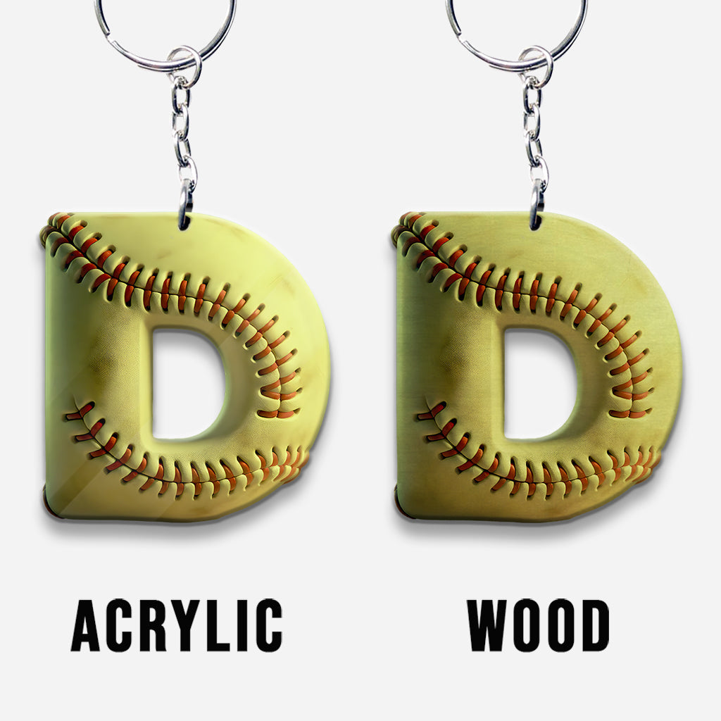 Softball Letter - Personalized Softball Keychain