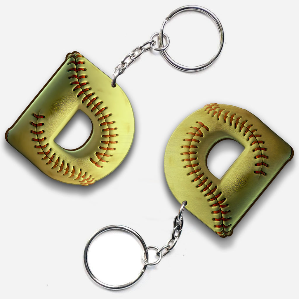 Softball Letter - Personalized Softball Keychain