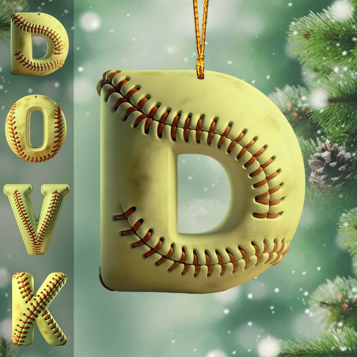 Softball Letter - Personalized Softball Ornament