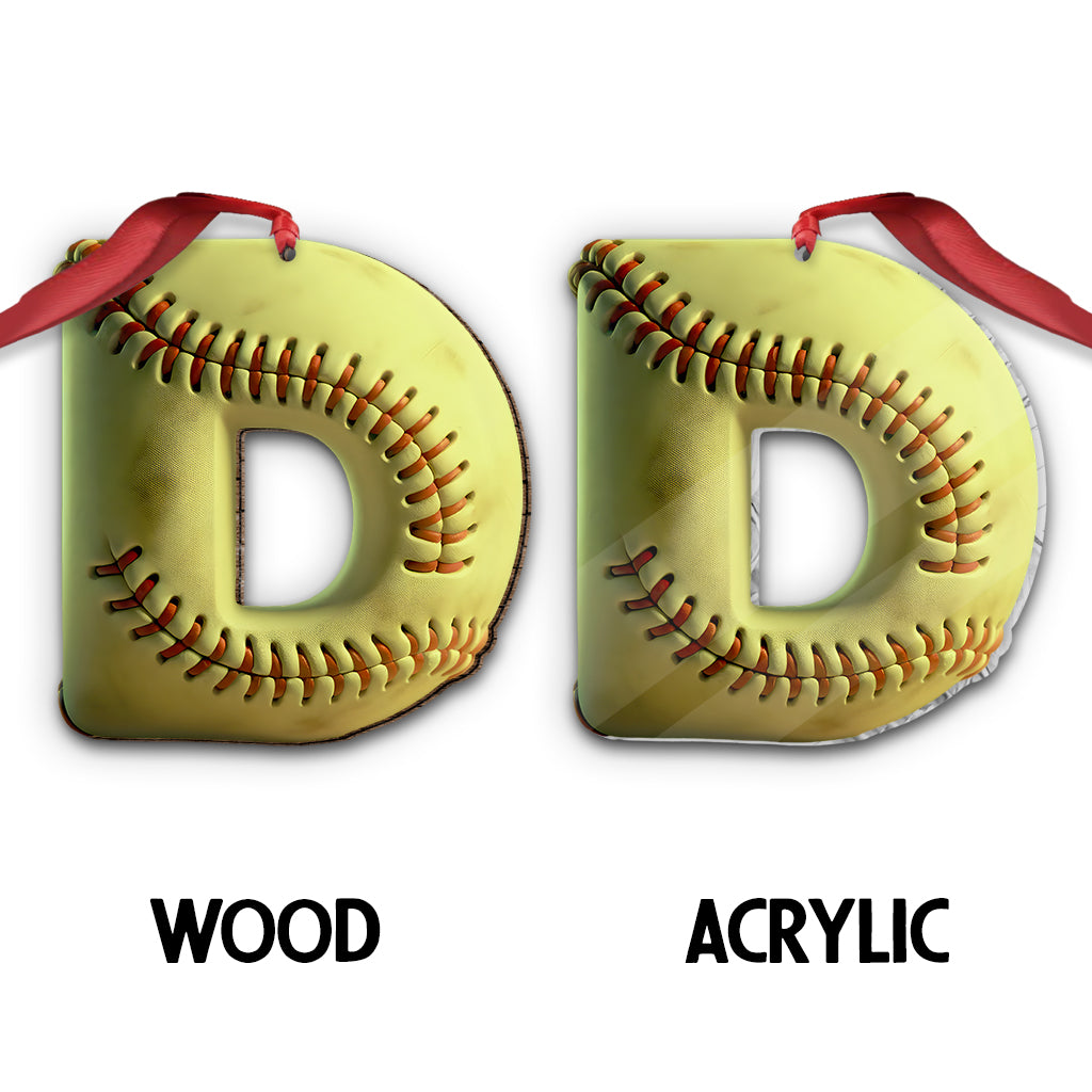 Softball Letter - Personalized Softball Ornament