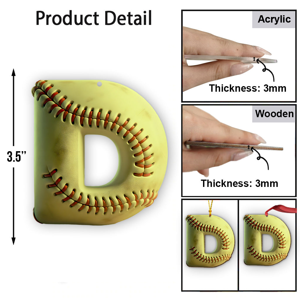 Softball Letter - Personalized Softball Ornament