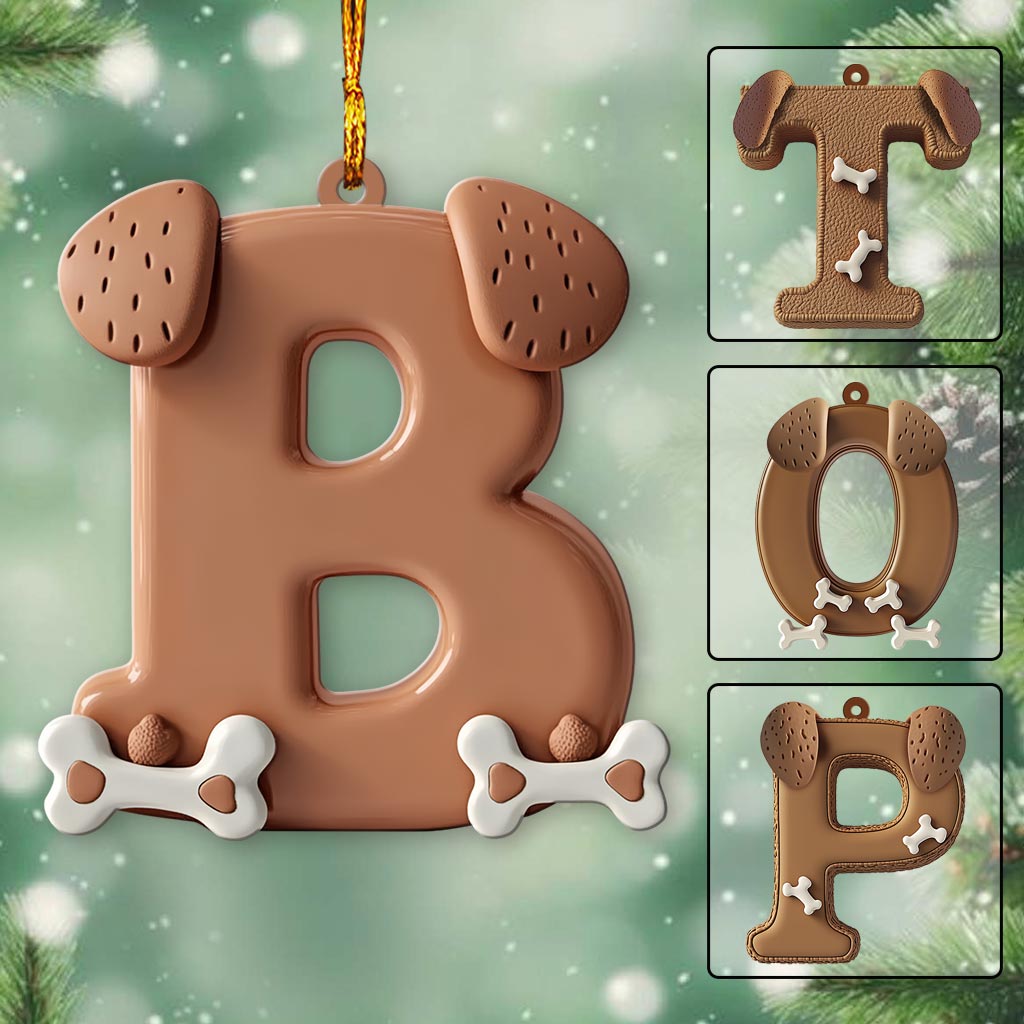 Cute Dog Paw Letter Ornament - Personalized Dog Ornament