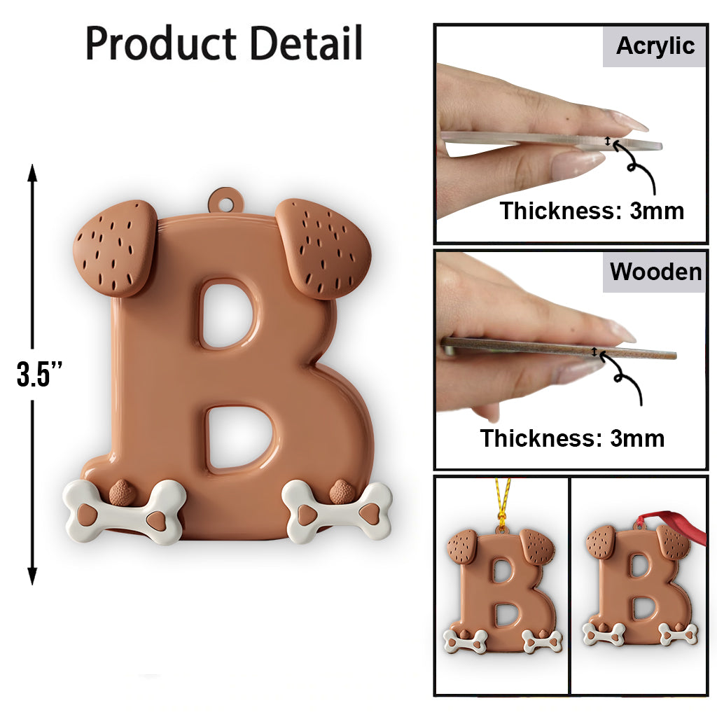 Cute Dog Paw Letter Ornament - Personalized Dog Ornament