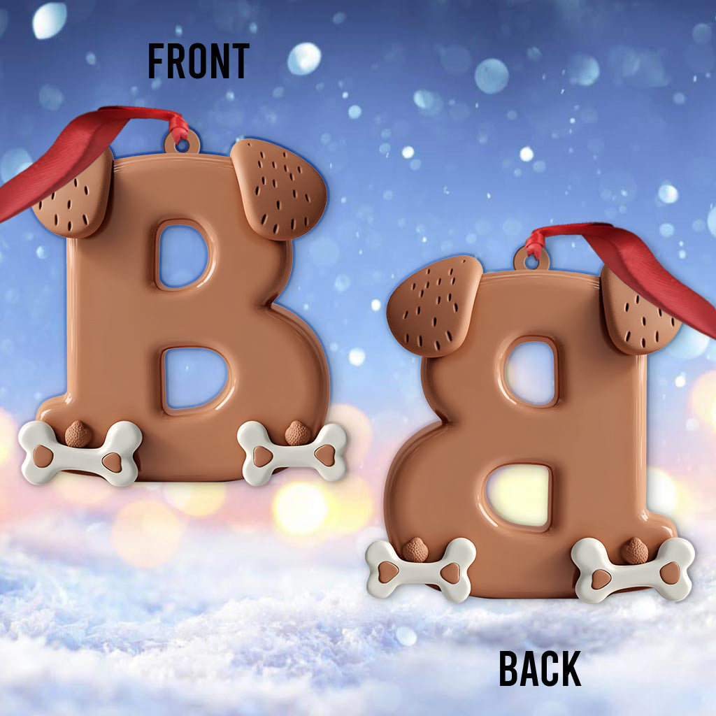 Cute Dog Paw Letter Ornament - Personalized Dog Ornament