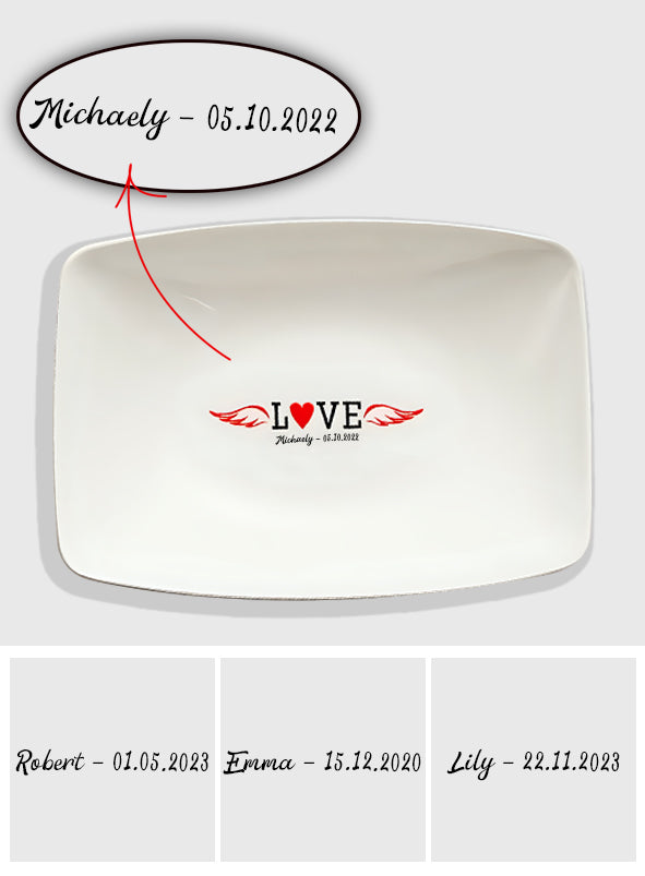 Name Engraved Tableware Plate Love Heart - gift for anyone, who lost a loved one - Personalized Plate
