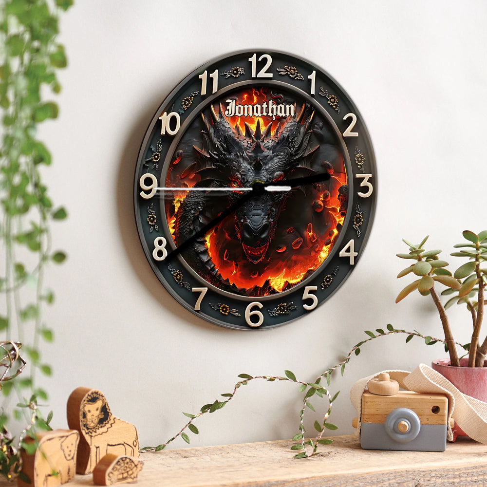 Volcanic Dragon - Personalized Dragon Wall Clock