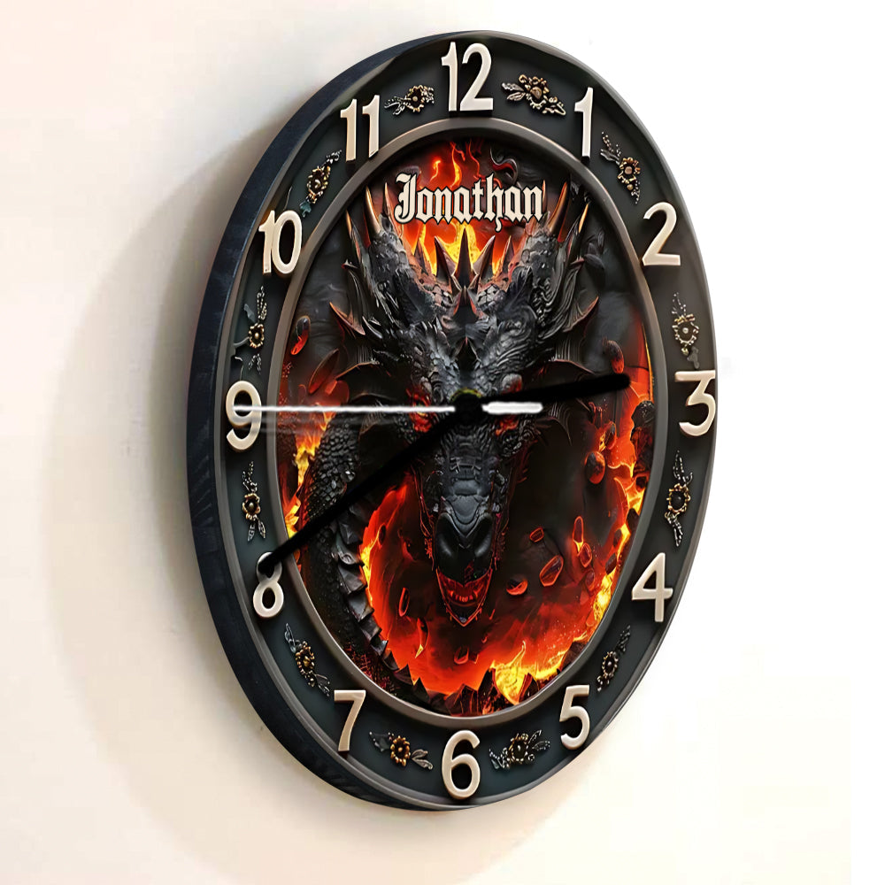 Volcanic Dragon - Personalized Dragon Wall Clock