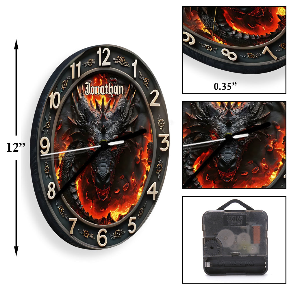 Volcanic Dragon - Personalized Dragon Wall Clock