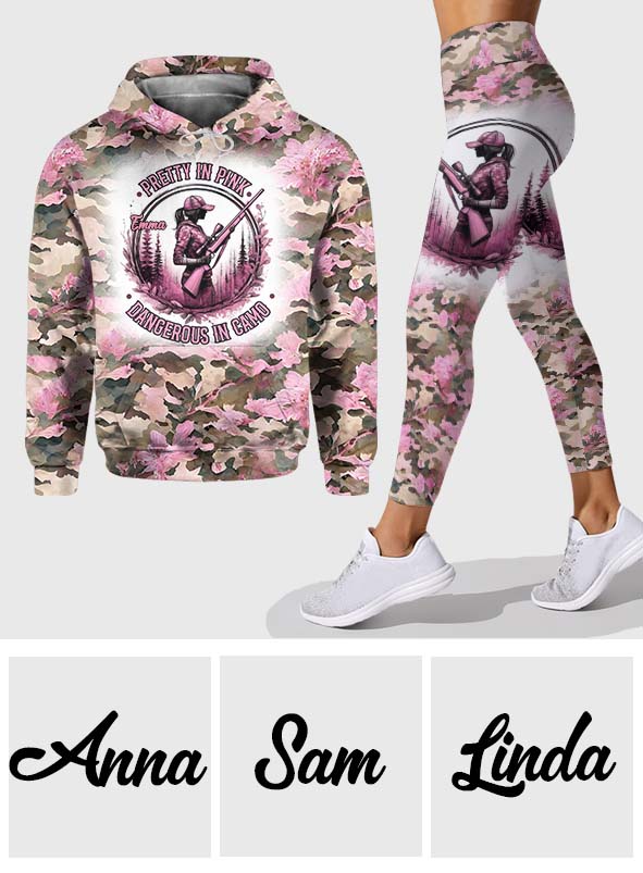 Pretty in Pink Dangerous in Camo - Personalized Hunting Hoodie and Leggings