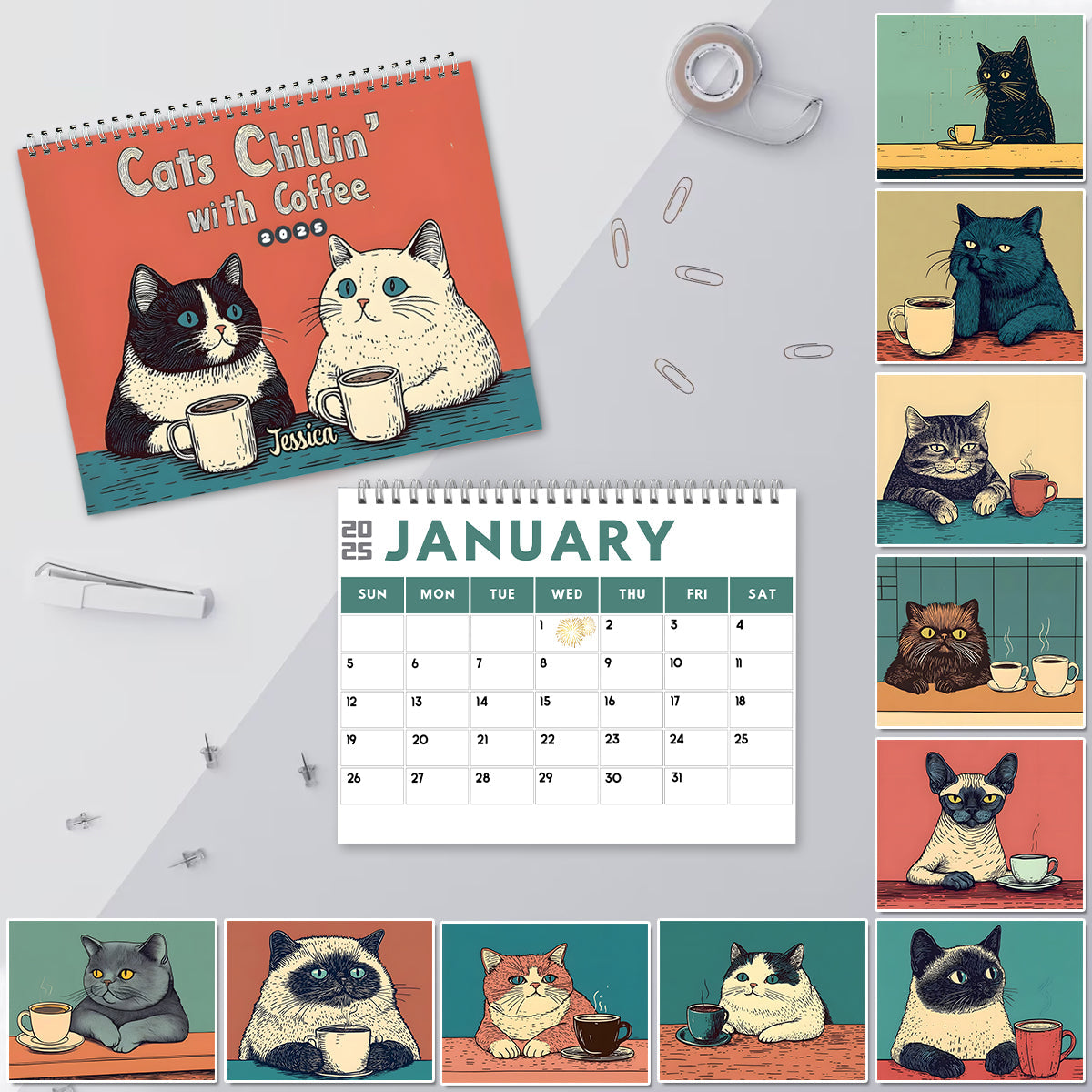 Cute Cat - Personalized Cat Wall Calendar