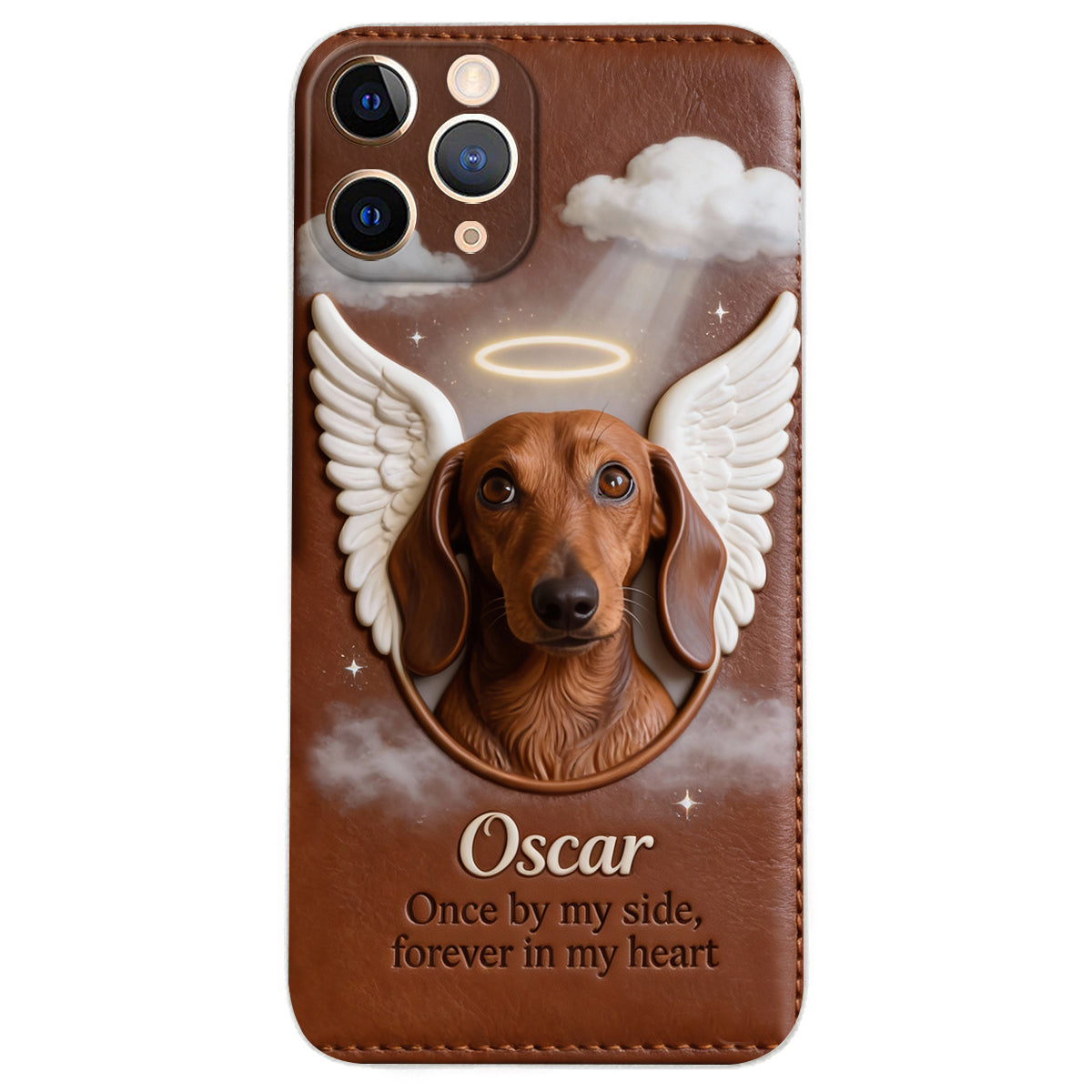 Once By My Side - Personalized Dog Leather Phone Case