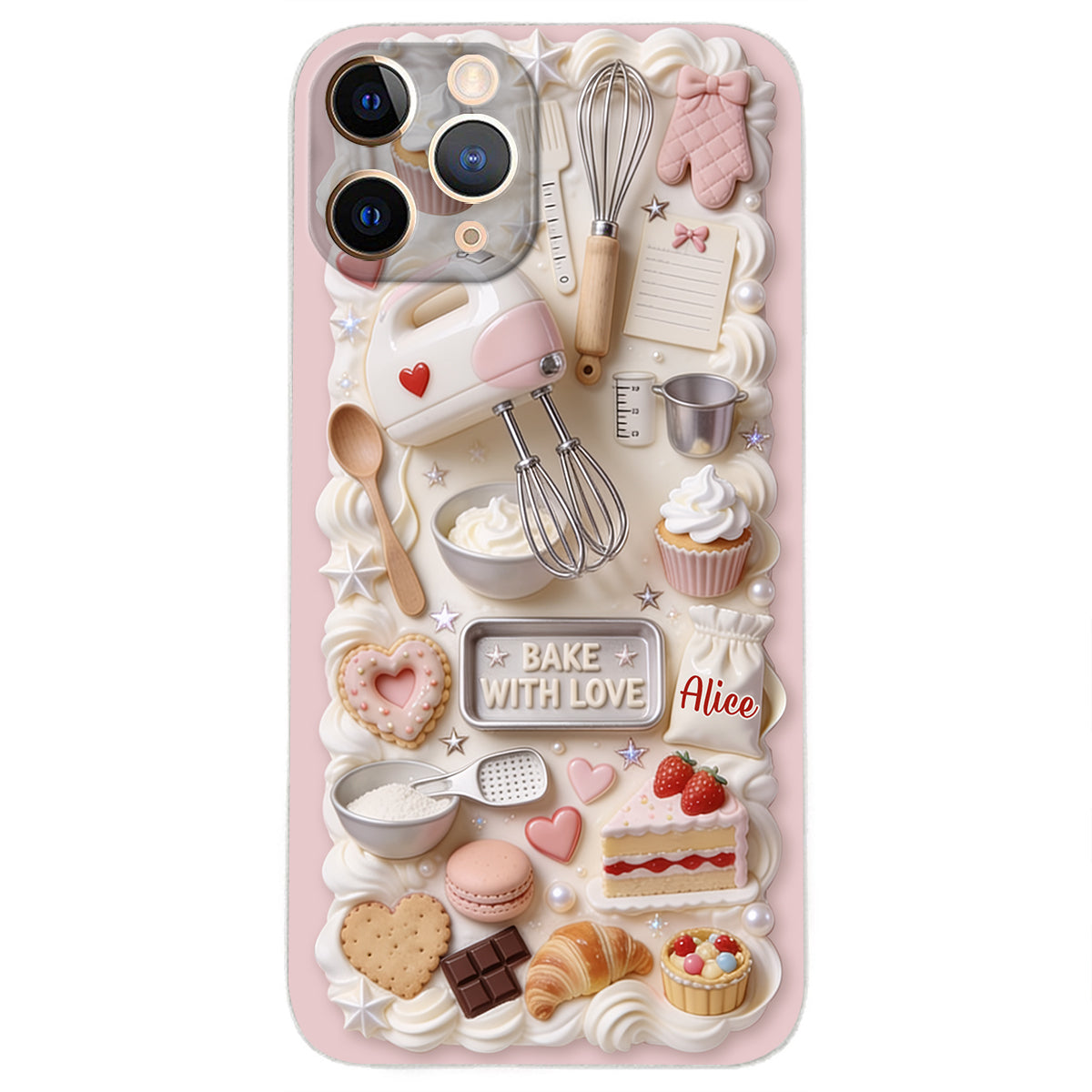 Bake With Love - Personalized Baking 3D Embossed Leather Phone Case