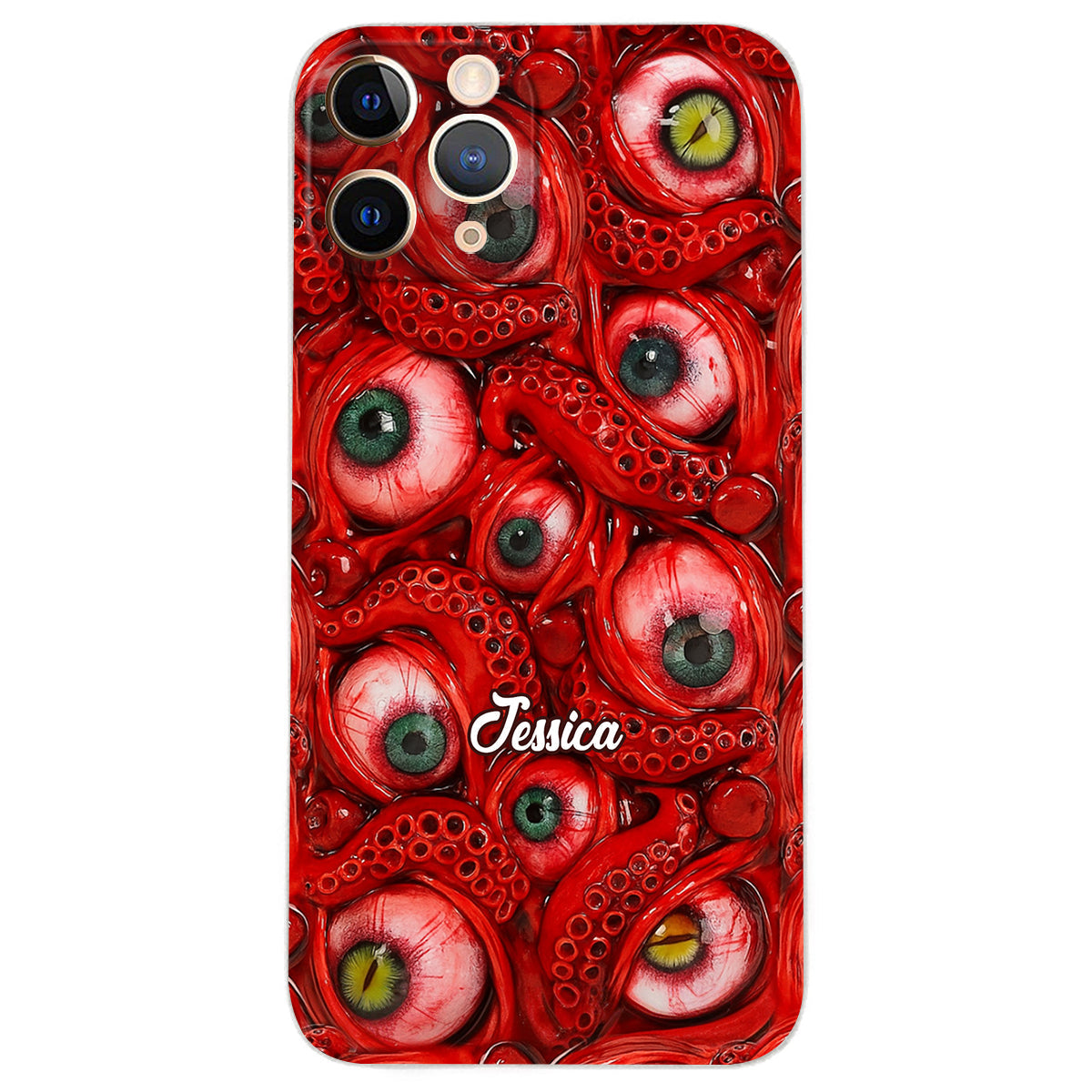 Horror Bloody Eyes - Personalized Halloween Leather Phone Case