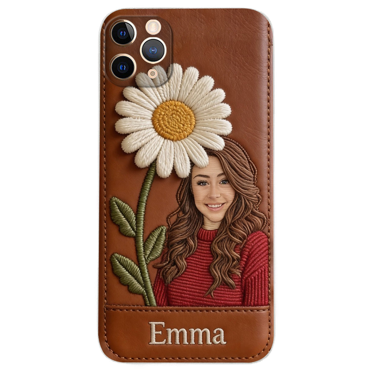 Custom Any Photo Birthmonth Flower - Personalized Self Love Leather Phone Case