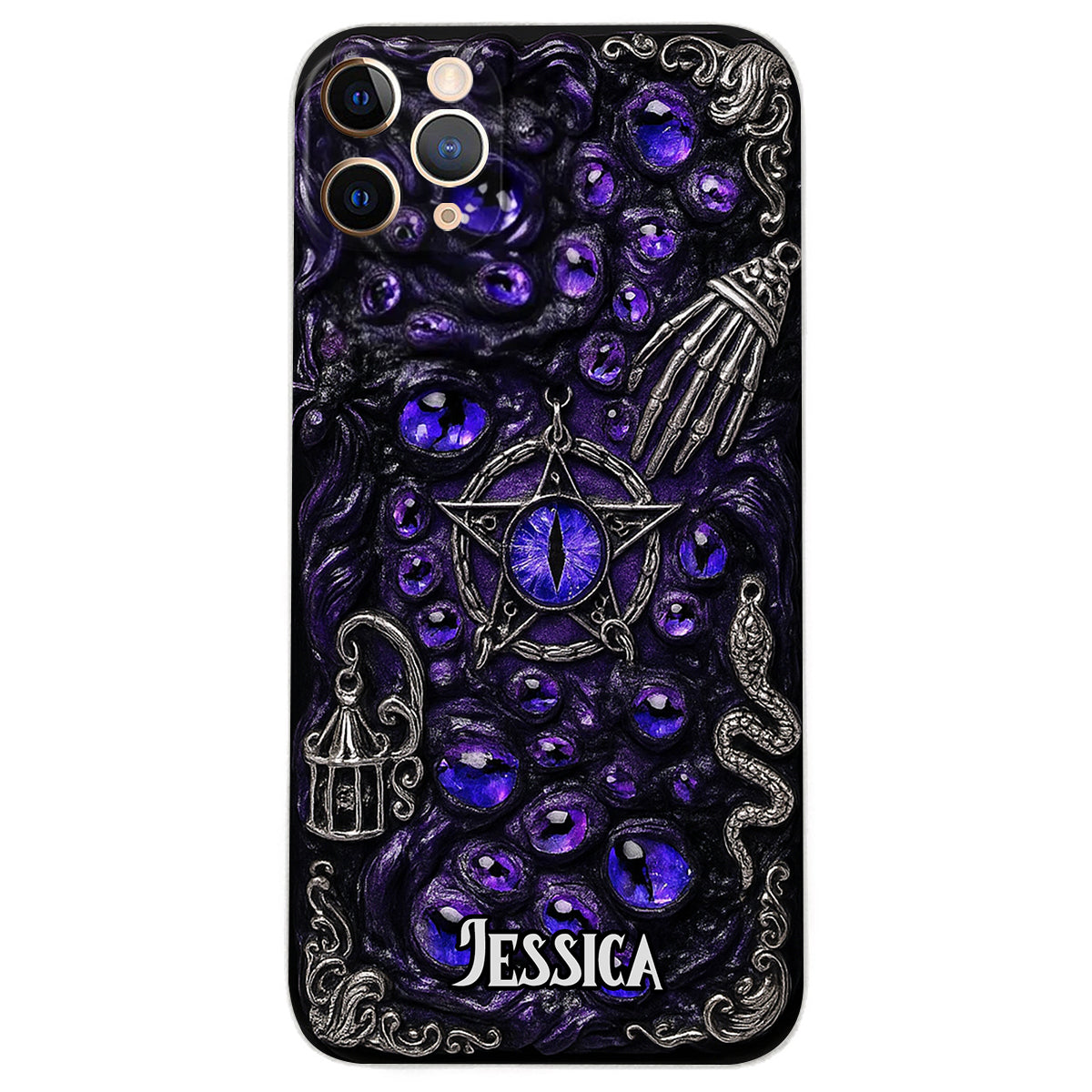 Gothic Pentacle Witchy Vibe - Personalized Witch Leather Phone Case