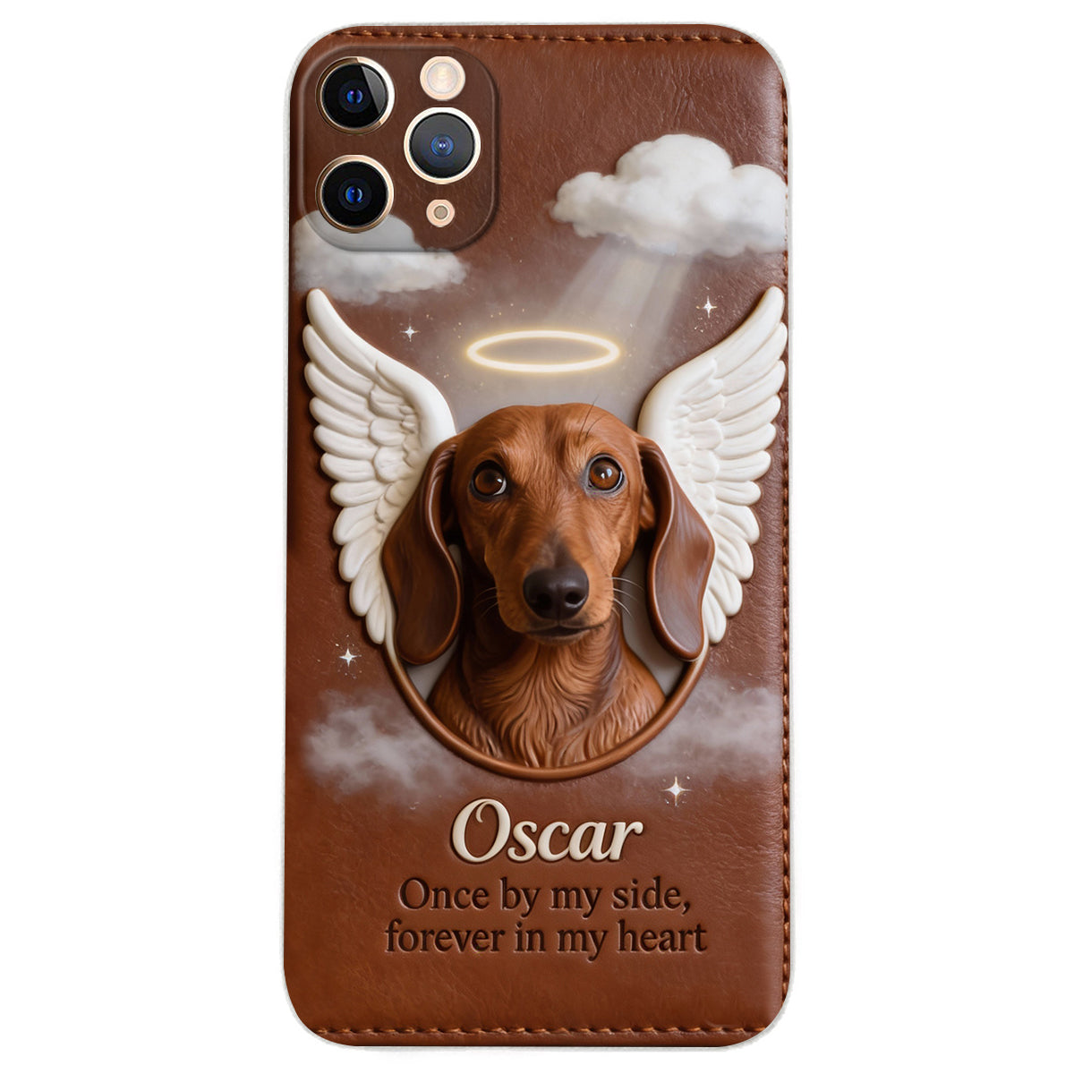 Once By My Side - Personalized Dog Leather Phone Case