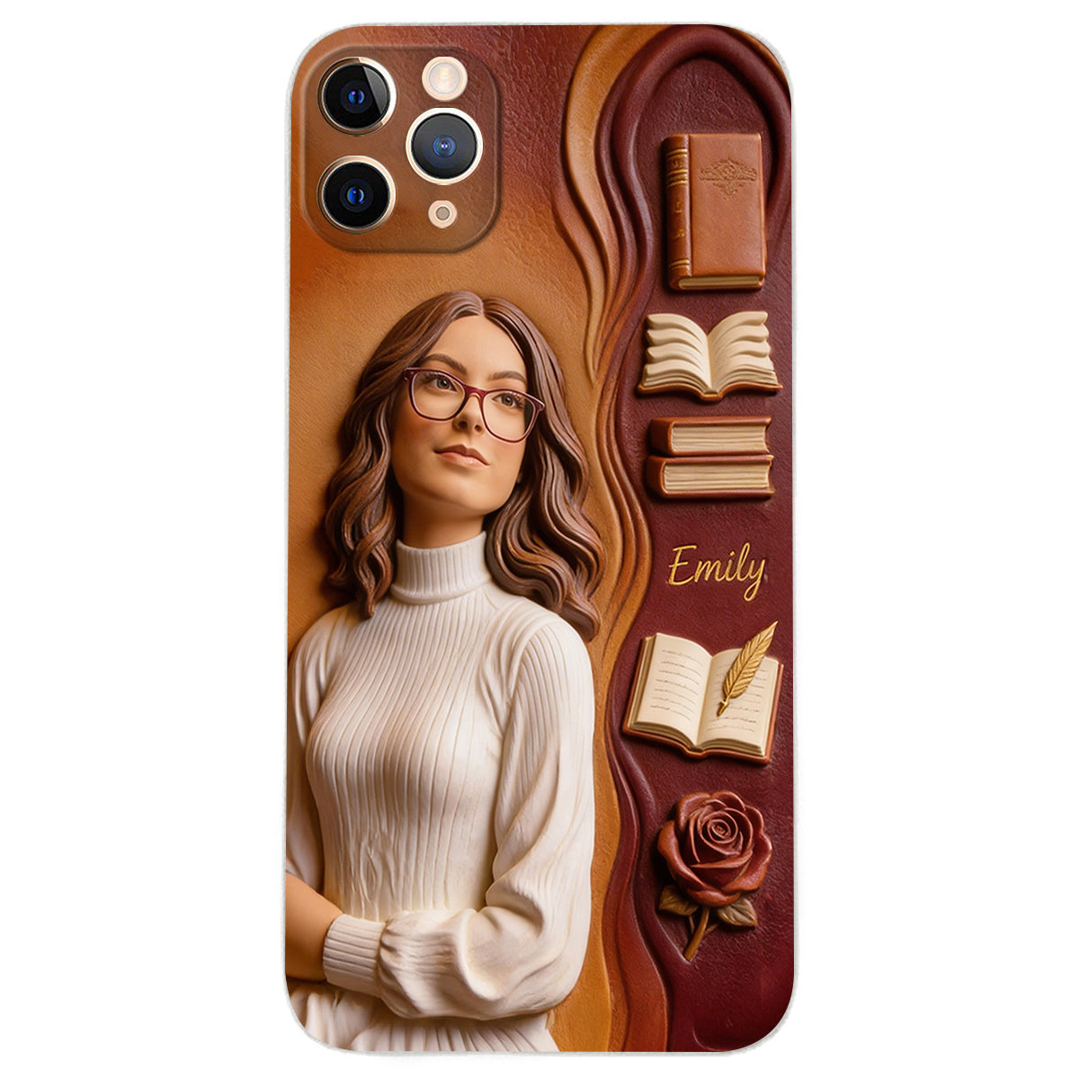 Custom Any Photo Love Books - Personalized Book 3D Embossed Leather Phone Case